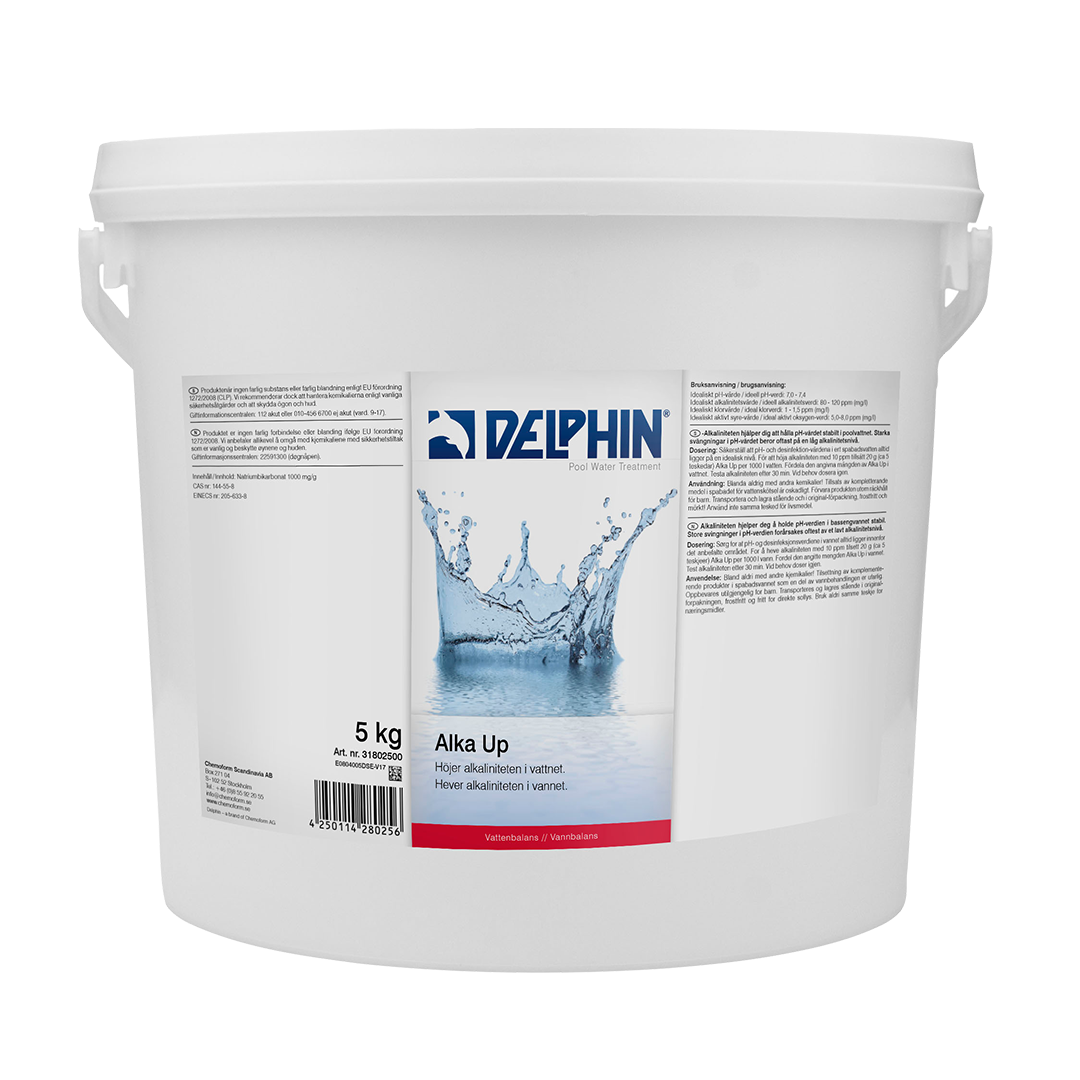 Höjer alkaliniteten och stabiliserar pH-värdet i pool & spa. Förhindrar pH-svängningar och förbättrar vattenkvaliteten