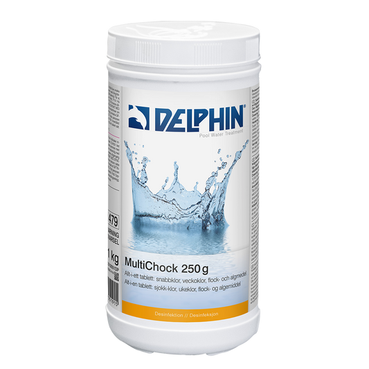 MultiChock 250 g, 1 kg – Snabbverkande chockklor och flockning för pool & spa. För kristallklart och rent vatten.